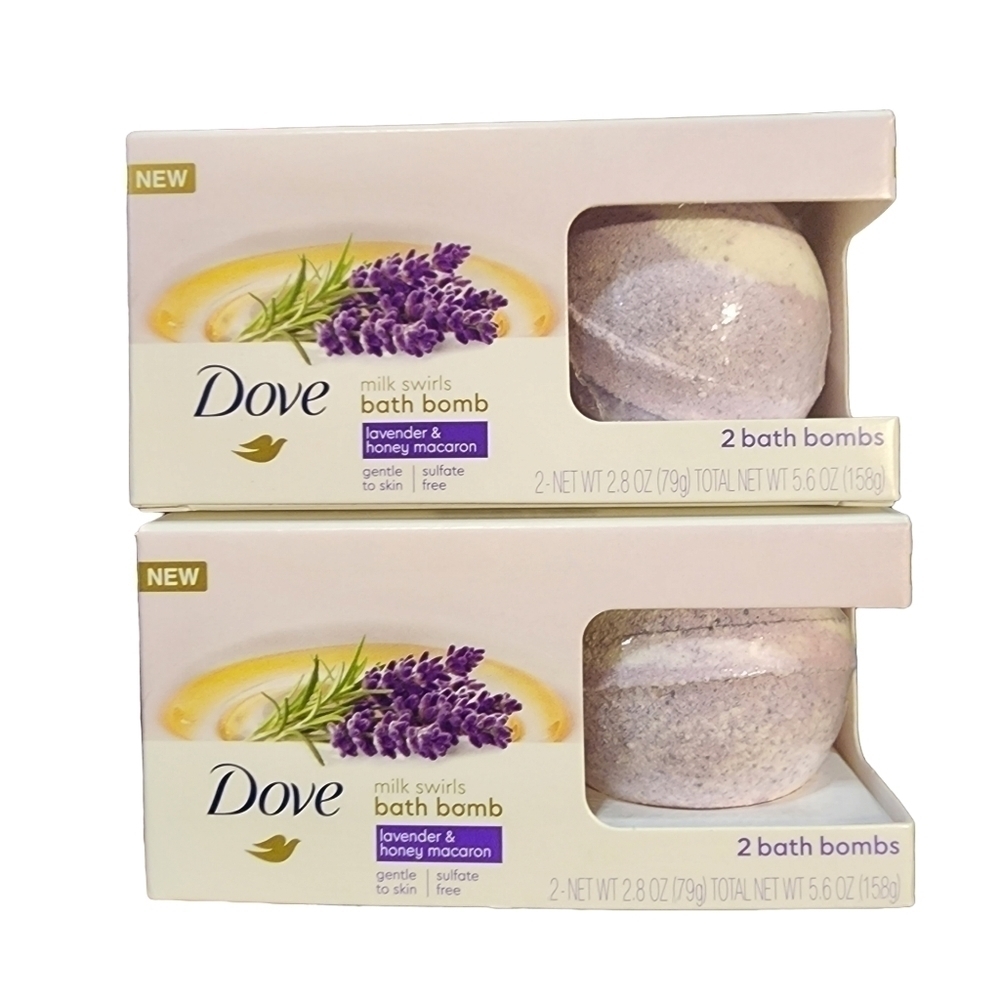 NEW Dove Milk Swirls lavender & honey macaron bath bombs lot of 4